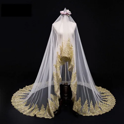 Vista 2 de Cola catedral larga velos de novia blanco marfil para novia velo de novia Accesorios