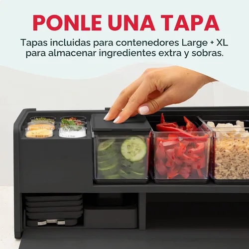 Vista 5 de Prepdeck Estación de almacenamiento y preparación de recetas Gen 2, 8 herramientas esenciales + tabla de cortar de lujo, 14 recipientes de plástico