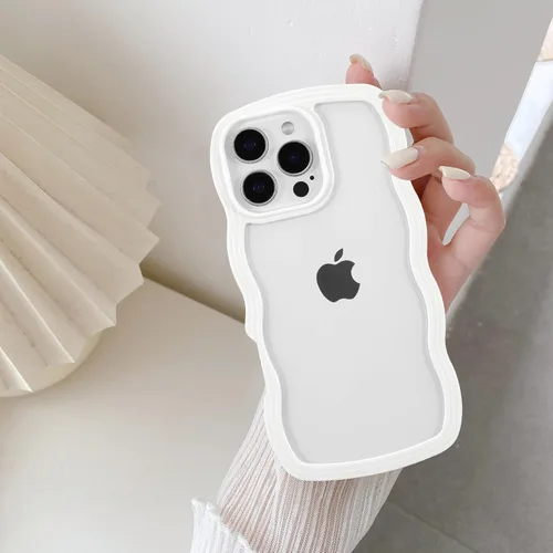 Vista 10 de QLTYPRI Funda compatible con iPhone 7/8/SE, bonita funda transparente con marco ondulado rizado para niñas y mujeres, funda protectora de TPU