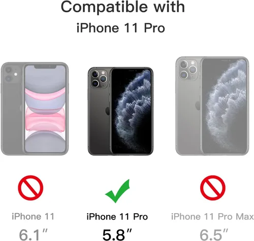 Vista 2 de JETech Funda mate para iPhone 11 Pro de 5.8 pulgadas, a prueba de golpes, protección contra caídas de grado militar, cubierta trasera translúcida