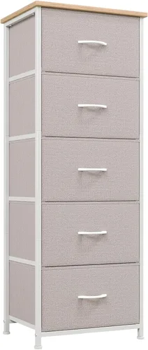 Vista 24 de Somdot - Cómoda para dormitorio con 3 cajones, organizador de almacenamiento con cajones de tela con contenedores de tela removibles para armario