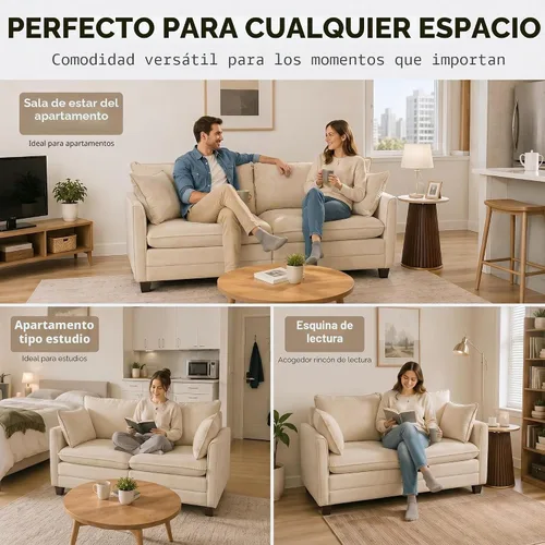Vista 6 de Sofá modular modular de felpilla beige de 78 pulgadas para sala de estar, sofá modular de felpilla beige para sala de estar, sofás para sala