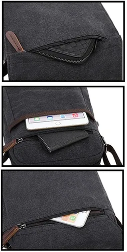 Vista 65 de Sechunk Vintage Canvas Messenger Cross body bag Shoulder bag