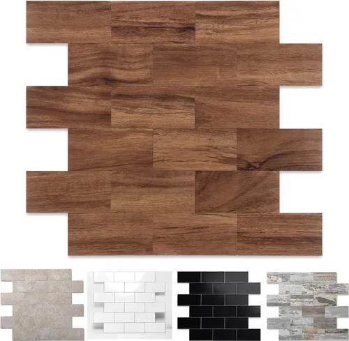 Vista 30 de 1 paquete de azulejo autoadhesivo para salpicadero de 12"x12" de PVC para pared, azulejo autoadhesivo para salpicadero de cocina, azulejo de baño