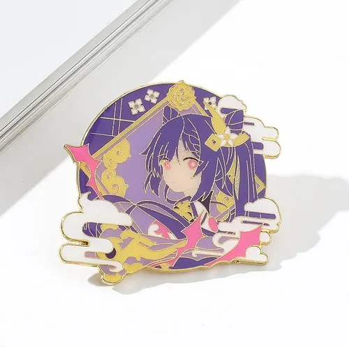 Vista 3 de Genshin - Broches esmaltados con diseño de personajes de juegos calientes, broche de solapa, regalo para fanáticos, broche de metal con insignia