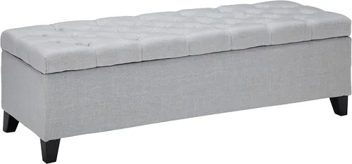 Vista 12 de Christopher Knight Home Ottilie Boucle Fabric Storage Ottoman Bench, Wooden Rectangular Ottoman with Storage, Bedroom End of Bed Foot Stool Beige