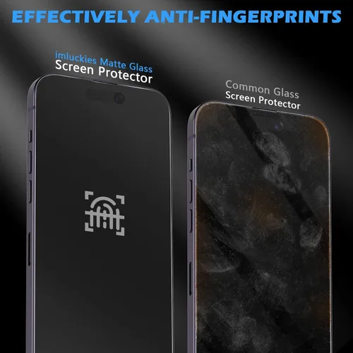 Vista 2 de imluckies Paquete de 2 protectores de pantalla de privacidad mate para iPhone 14 Pro Max, antirreflejos y antihuellas, compatible con isla dinámica
