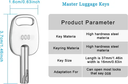 Vista 3 de Llave maestra del equipaje 2PCS 008, para la cerradura de combinación del equipaje 008, cerradura del equipaje de la maleta