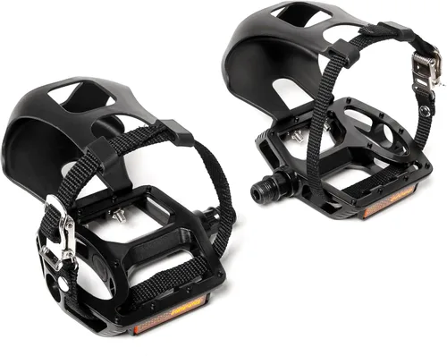 Vista 7 de Pedales de Bicicleta Bucklos con Jaulas y Correas para Dedos del Pie - Jaulas de Clips para Dedos de Bicicleta Compatible con Bicicleta