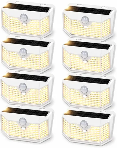 Vista 22 de HMCITY Luces solares para exteriores, 120 LED con 3 modos de iluminación, luces de pared con sensor de movimiento, IP65, impermeable, alimentadas