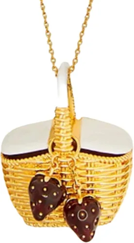 Vista 4 de Kate Spade - Collar con colgante de cesta de picnic de fresa, Resina, esmalte, Esmalte