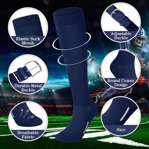 Vista 2 de Haysandy Juego de 3 calcetines y cinturón de béisbol o sóftbol con cinturón de béisbol para niños, niñas, jóvenes y adultos