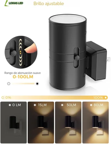Vista 3 de L LOHAS LED Luz nocturna enchufable, luces nocturnas modernas enchufables a la pared, sensor de atardecer a amanecer, blanco suave 3000K, brillo