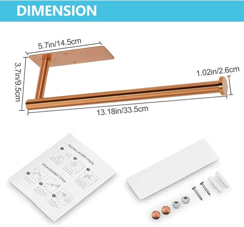 Vista 5 de Toalleros de papel para cocina, soporte para toallas de papel debajo del gabinete, soporte enrollable para toalla de baño, soporte para toallas