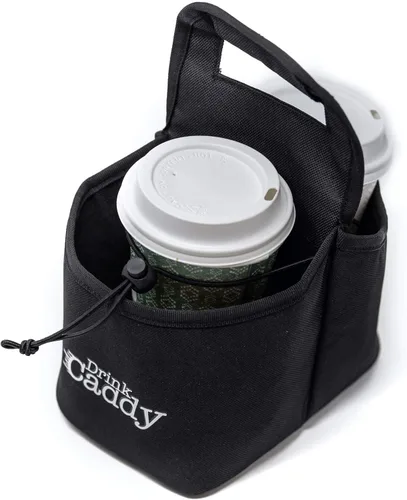 Vista 7 de Organizador de bebidas portátil para bebidas y portavasos de café reutilizable, bolsa plegable de 2 tazas con bolsillos organizadores, asegura