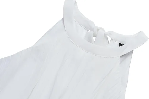 Vista 8 de ZESICA Vestido largo midi de gasa con capas escalonadas y cuello halter para mujer, 2024