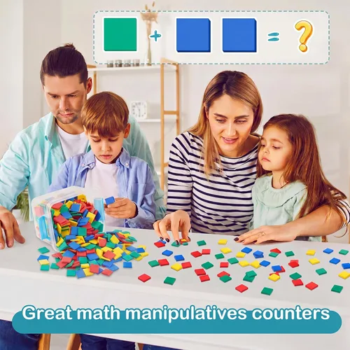 Vista 4 de Jexine 400 Pcs Foam Square Counters Color Tiles Square Color Sorting Tiles Math Counters Manipulatives, Sorting Toy, Counting, Learning, Classroom
