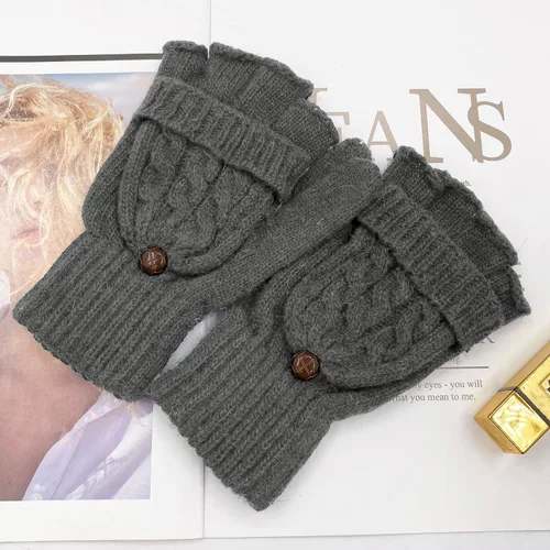 Vista 26 de Beurlike Guantes de invierno para mujer, de lana cálida, a prueba de viento, convertibles, sin dedos