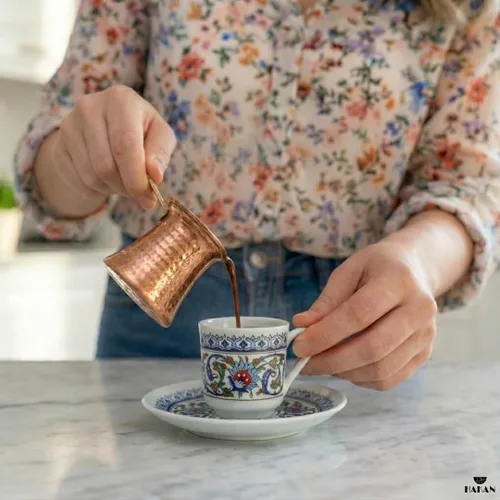 Vista 2 de Cafetera turca Hakan Hervidor de agua para estufa, cafetera, calentador de mantequilla, chocolate y leche Calentamiento uniforme y rápido