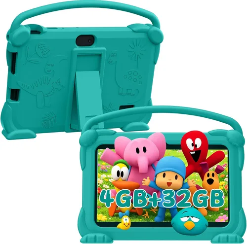 Vista 9 de YQSAVIOR Tabletas para niños, Tablet Android 12 para niños, 4 GB RAM 32 GB ROM, Tablet para niños pequeños de 7 pulgadas con pantalla IPS, control