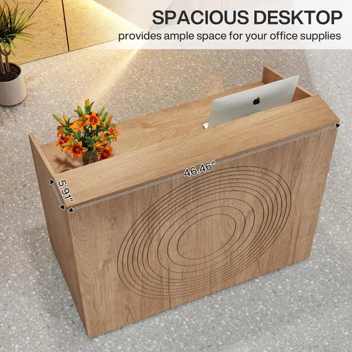 Vista 6 de Tribesigns Escritorio de Recepción con Mostrador, Mesa de Recepción Frontal Moderna con Pasacables, Mostrador de Venta al por Menor de 47 Pulgadas