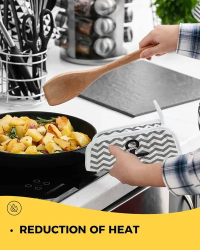 Vista 4 de Paquete de 2 soportes para ollas para cocina, ancla azul náutica, ondulación blanca, a prueba de calor, almohadillas calientes, salvamanteles