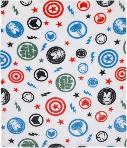 Vista 3 de NoJo Marvel The Avengers - Manta de bebé súper suave roja, blanca y azul