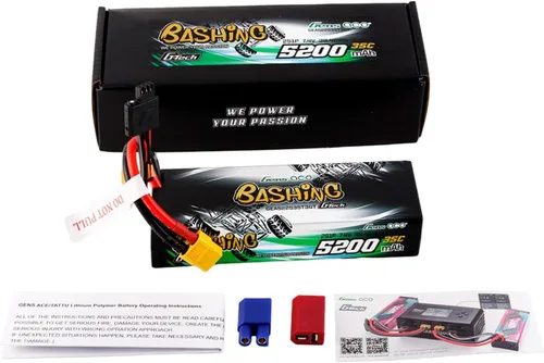 Vista 5 de Gens ace 5200mAh 2S1P 35C 7.4V G-tech Bashing Series Lipo Battery Pack Hardcase 24# con EC3, T y XT60 adaptador (2 piezas)