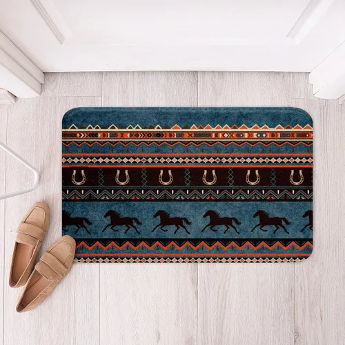 Vista 26 de Feelyou Aztec Bathroom Rugs Aztec Southwestern Printed Bath Mats for Bathroom Bohemian Bath Rugs for Shower Tub Cowboy Cowgirl Bathroom Accossories