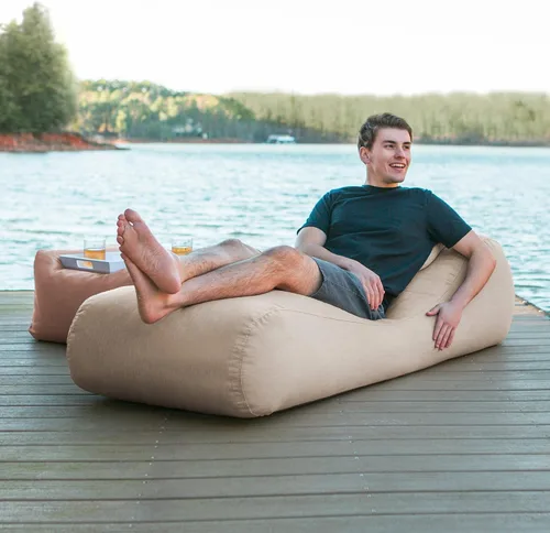 Vista 10 de Arlo - Puf para exteriores, tumbona reclinable para piscina y patio, lino Linaza
