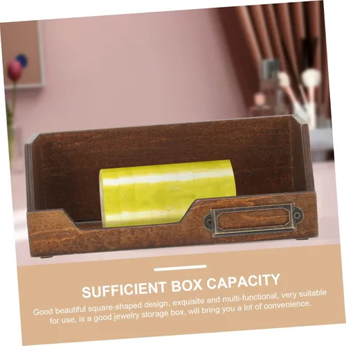 Vista 6 de Caja organizadora de joyas de madera clásica Washi Tape Holder 2pc Estuche de almacenamiento de escritorio