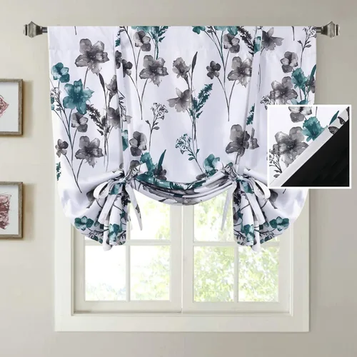Vista 15 de H.VERSAILTEX Cortinas cortas 100% opacas para ventana de cocina, cortinas de amarre de eficiencia energética, bolsillo para barra, cubierta