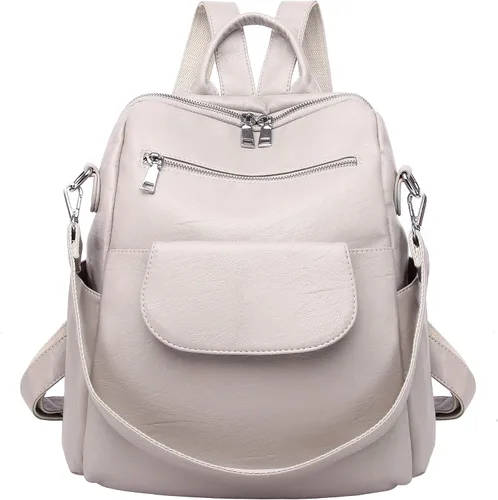 Vista 7 de Mochila de Moda para Mujer Bolso Impermeable Mochilas Escolares Viajes Compras Mochila Convertible Bolsa de Hombro para Damas Rojo-Marrón