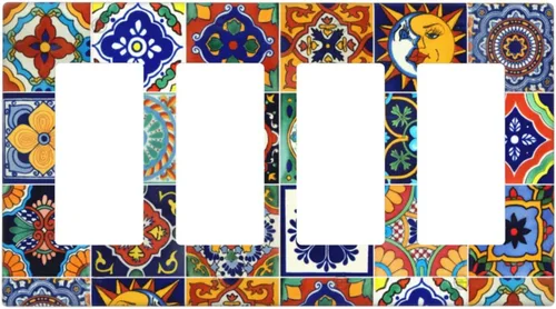Vista 22 de Talavera - Azulejos mexicanos con 1 palanca, 2 placas de pared, placas de pared para decorar tomas de corriente, placa de interruptor decorativa