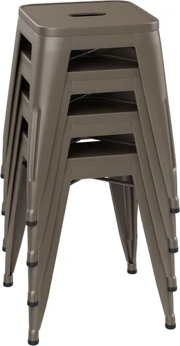Vista 7 de Taburetes cortos de 18 pulgadas para taburetes de aula, juego de 4 sillas de comedor, taburetes de bar de metal, apilables, taburete corto