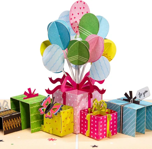 Vista 10 de Paper Love Tarjeta de cumpleaños desplegable 3D, mariposa, para adultos y niños, cubierta de 5 x 7 pulgadas, incluye sobre y etiqueta para notas