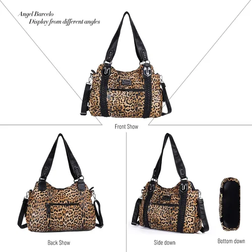 Vista 164 de Angel Barcelo - Bolsa de hombro amplia para mujer, diseño Hobo, cuero lavado