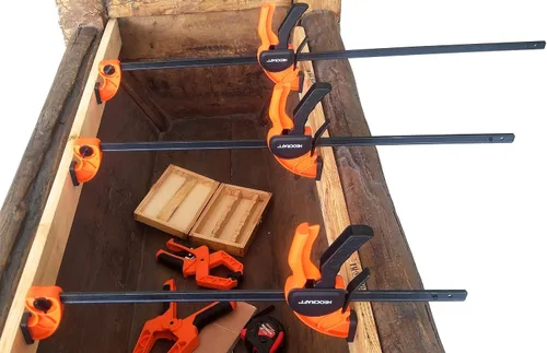 Vista 7 de Abrazaderas de barra de trinquete de liberación rápida para carpintería (juego de 2 piezas de 18 pulgadas), abrazadera ajustable ligera con una sola