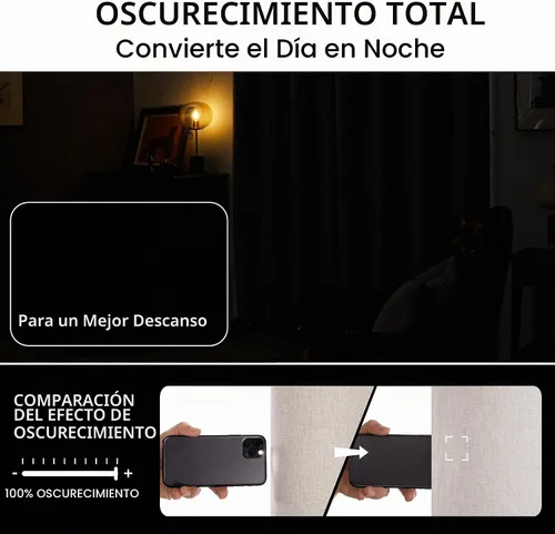 Vista 3 de Deconovo Cortinas opacas de lino extra anchas para ventana, 100% bloqueo de luz total, cortinas gruesas para puertas correderas, cortinas térmicas