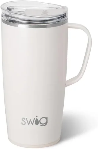 Vista 26 de Swig Life - Taza de viaje de 18 onzas, vaso con aislamiento con asa y tapa, apto para portavasos, apto para lavavajillas, de acero inoxidable, taza
