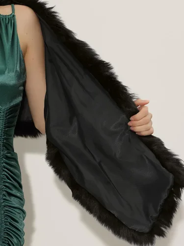 Vista 5 de Allegra K Chal de piel sintética para mujer, elegante, para fiesta de boda