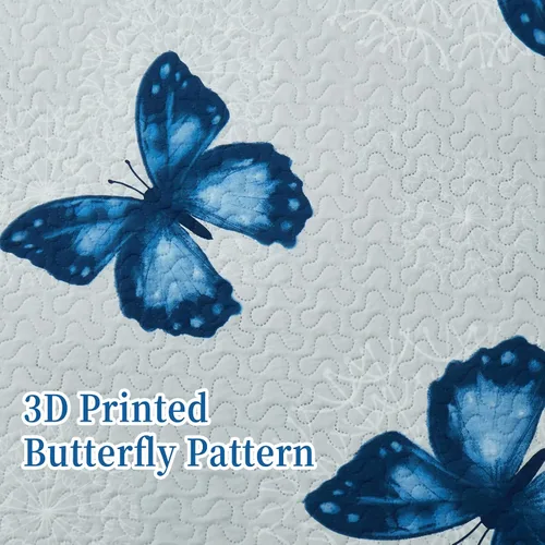 Vista 5 de ARTALL - Juego de edredón de 2 piezas con estampado de mariposas, de microfibra suave y ligera, colcha para cama, manta con funda de almohada