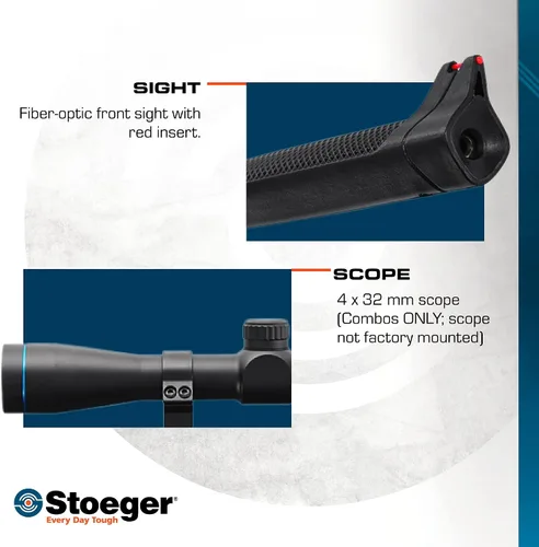 Vista 4 de Stoeger S3000-C Compact Airgun with Fiber-Optic Sights Combo - Includes 4 x 32 Scope