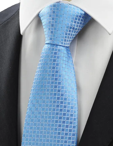 Vista 59 de KissTies Mens Checkered Tie Set Solid Color Festive Necktie + Pocket Square