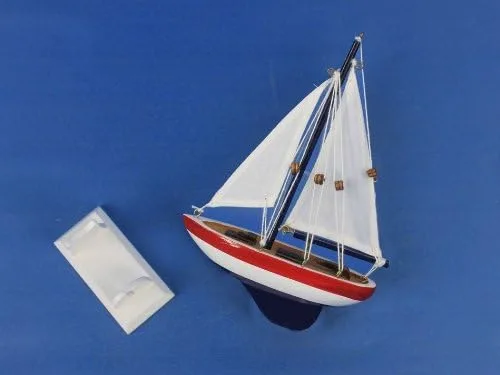 Vista 2 de USA Sailer 9" - Pequeño velero de madera - Modelo de decoración de velero - Nautical Them