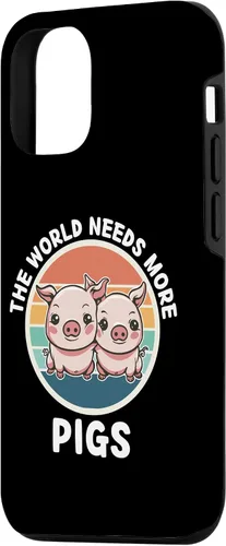Vista 2 de iPhone 15 Vintage The World Needs More Pig Retro Pigs Lover Case