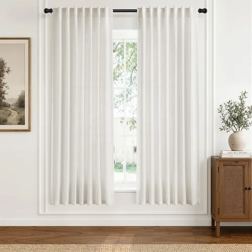 Vista 60 de Hokibero Cortinas de lino natural de 96 pulgadas de largo para sala