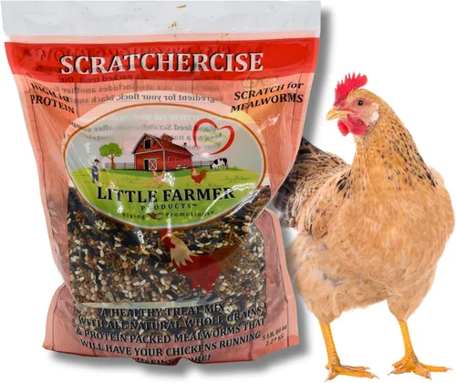 Vista 3 de SCRATCHERCISE - Mezcla prémium de pollo y aves de corral para raspar, trigo, milo, guisantes, girasol, cártamo, lino, gusanos de la harina