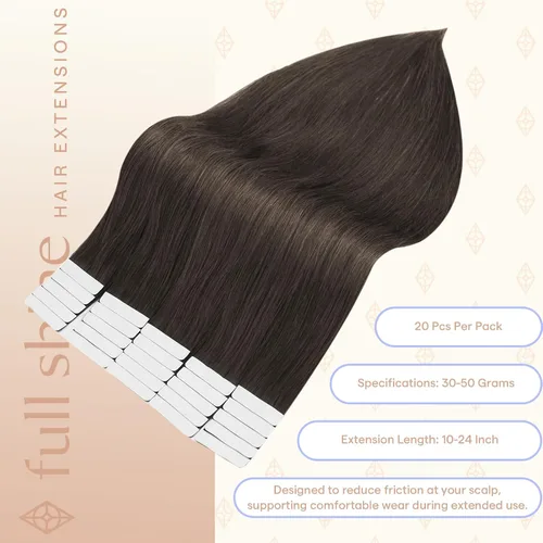 Vista 147 de Full Shine - Extensiones de cabello humano con cinta, mezcla de rubio hongo # 8 castaño ceniza resaltado 60 rubio ceniza