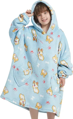 Vista 15 de Mewkou Manta con Capucha Portátil para Niños Sudadera con Capucha de Sherpa Extra Grande para Niños, Niñas y Niños Pequeños de 2 a 6 años